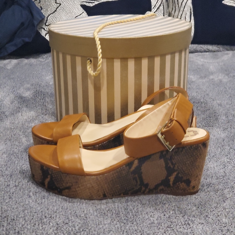 Monet Tan/Animal Print Platform Sandal